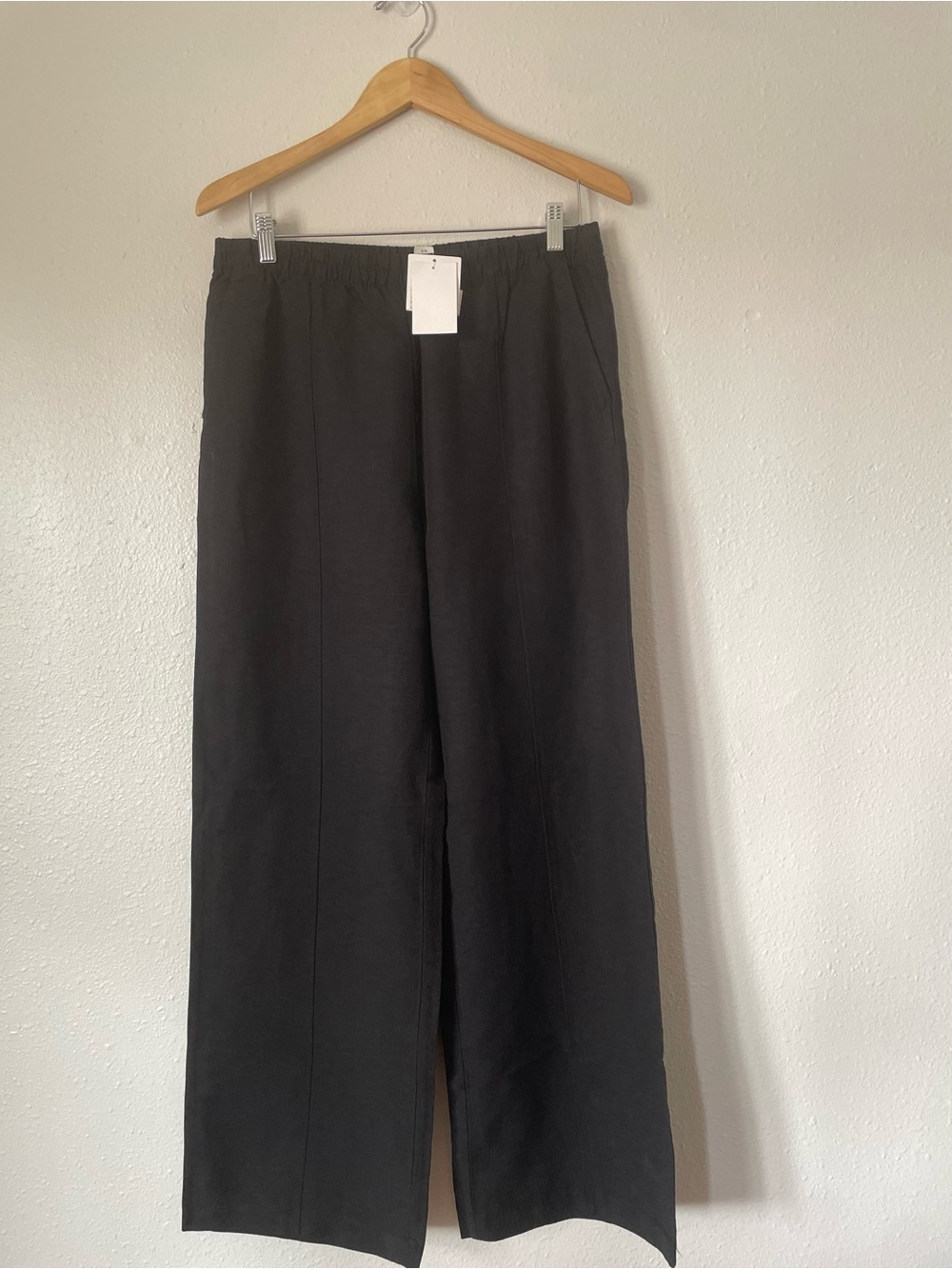 H&M Black Linen-Blend Pants